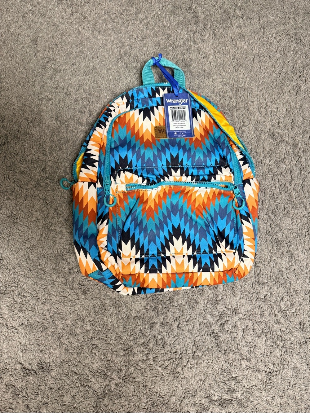 Wrangler Aztec Pattern Mini Backpack - Blue, Orange & Cream